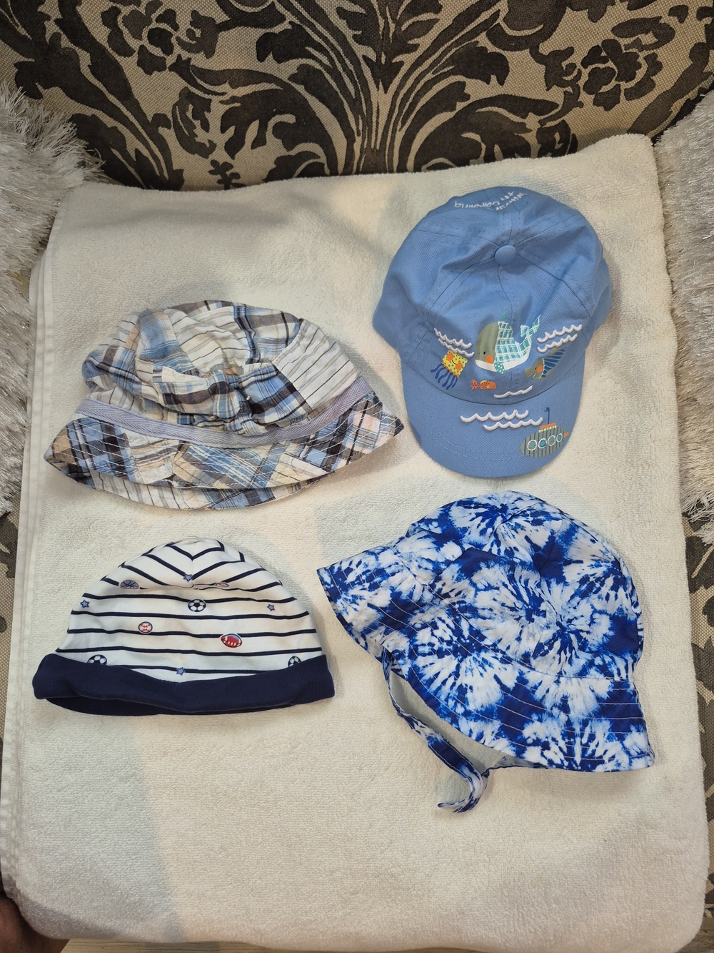Kids Blue Sun Bucket Hat Ball Cap Lightweight Summer Shade Hats 4 Hats Total